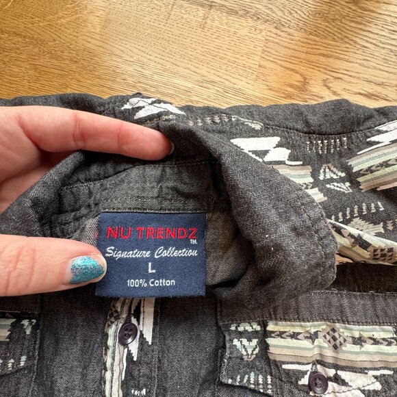 Nu Trendz Western Style Shirt Men's Button Up Size Large - Picture 3 of 7